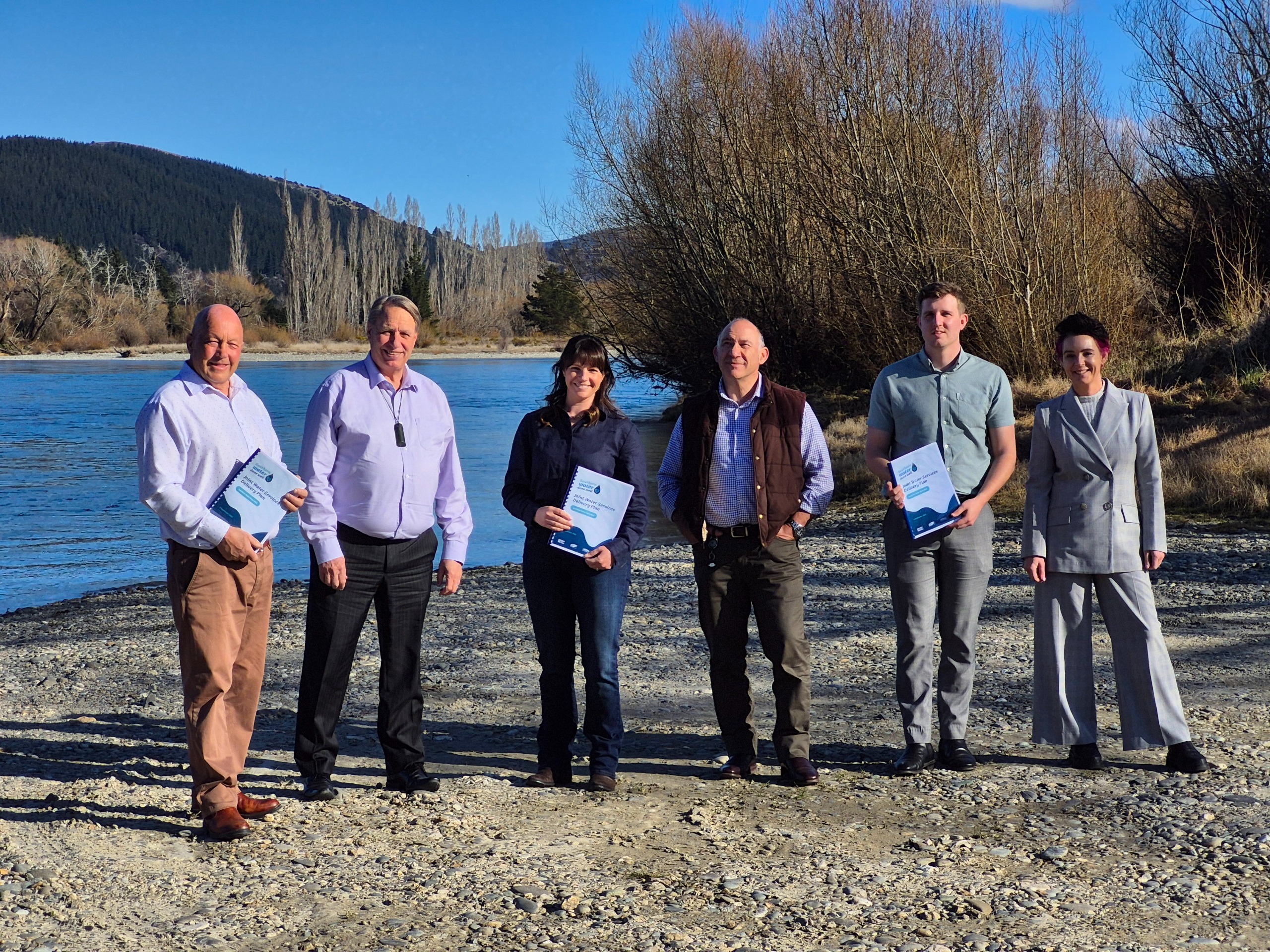 Clutha, Gore and Central Otago Mayors and CE's at signing of water services plan.