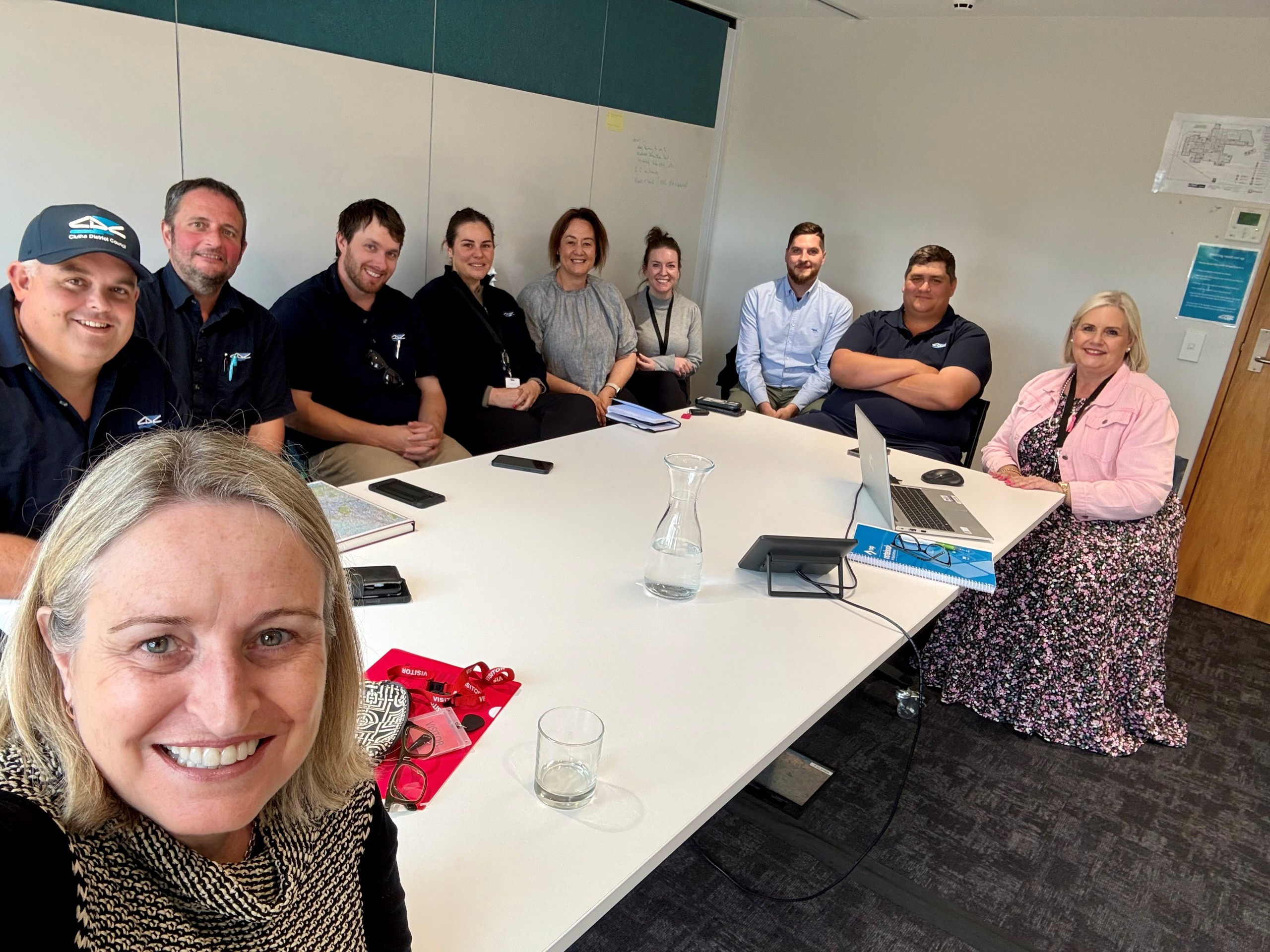 ​Southern Waters Programme Director Fiona Smith (front) with some of the Clutha District Council Three Waters team. ​
